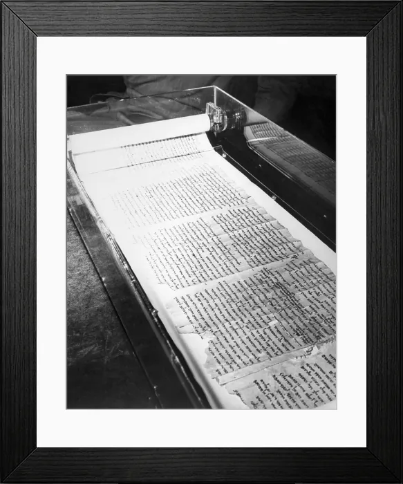 Framed Print : Dead Sea Scrolls on Display Framed Print : Dead Sea Scrolls on Display