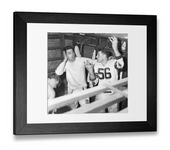 Framed Print : Otto Graham, Dante Lavelli in Locker Room Framed Print : Otto Graham, Dante Lavelli in Locker Room