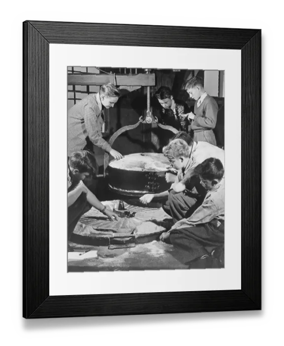 Framed Print : Boys Grinding Corn In Mill Framed Print : Boys Grinding Corn In Mill