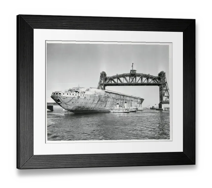 Framed Print : Ocean Liner Passing Under Bridge Framed Print : Ocean Liner Passing Under Bridge