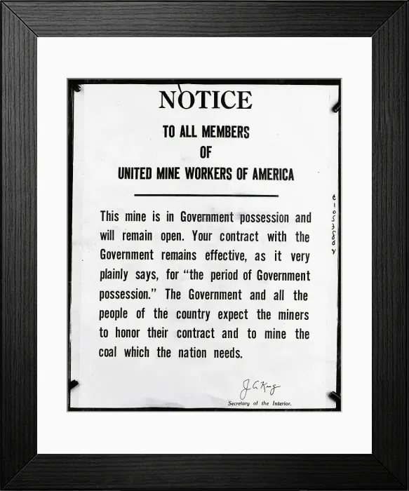 Framed Print : Notice to Mineworkers Framed Print : Notice to Mineworkers
