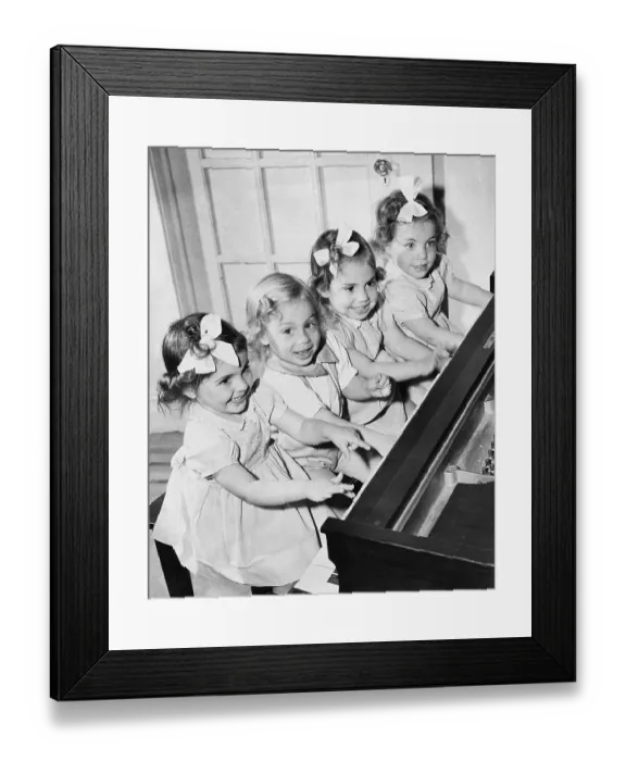 Framed Print : Quadruplets Playing Piano Framed Print : Quadruplets Playing Piano