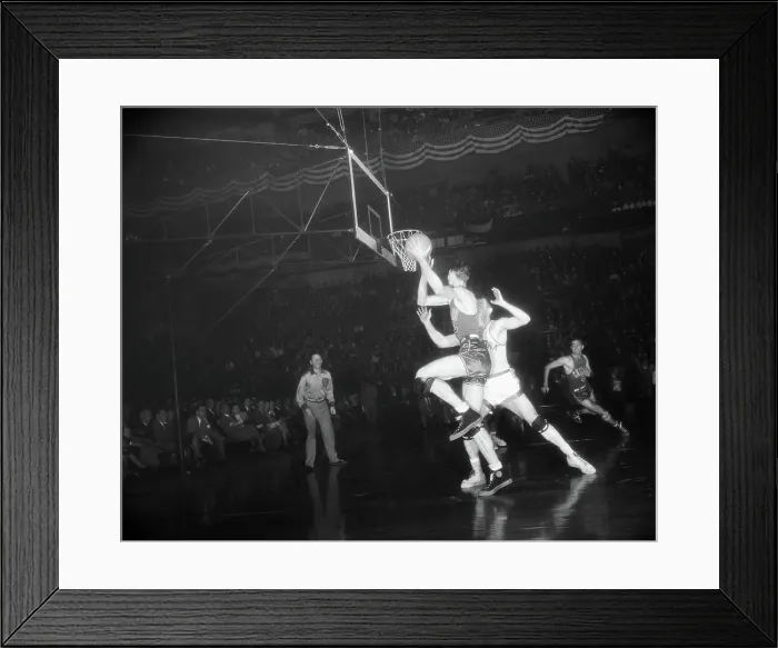 Framed Print : Chuck Halbert Stretching for Basket Framed Print : Chuck Halbert Stretching for Basket