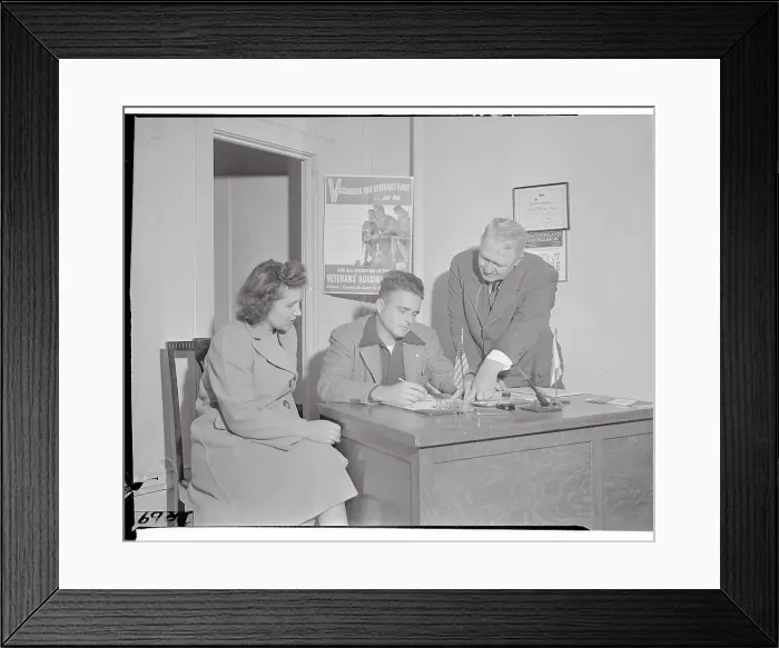 Framed Print : Charles E. Stanley Working at His Desk with Assistants Framed Print : Charles E. Stanley Working at His Desk with Assistants