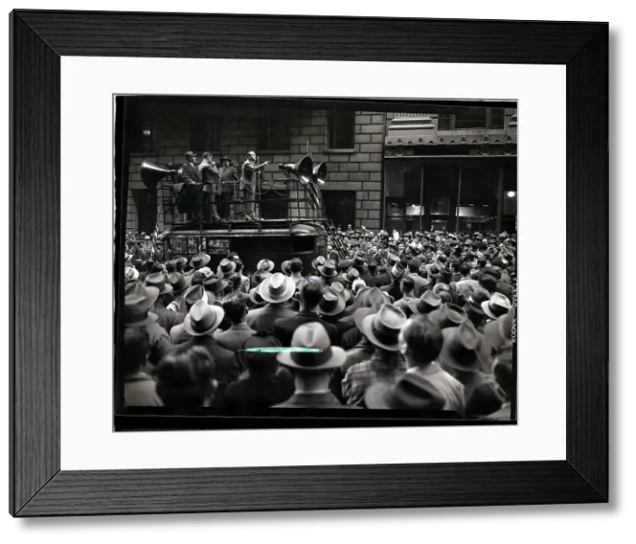 Framed Print : Union Members Listening to Speech Framed Print : Union Members Listening to Speech