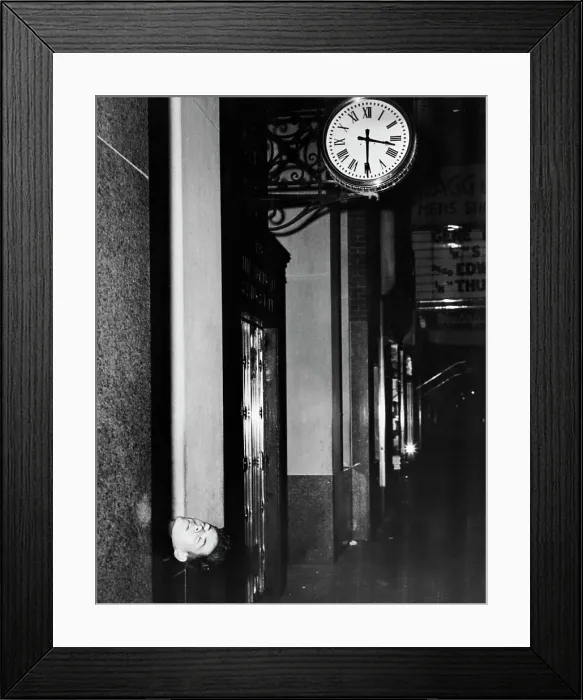 Framed Print : Man Sleeping In Bank Window;Head Out