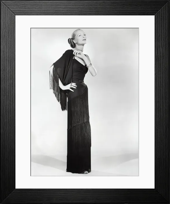 Framed Print : Woman Modelling Black Evening Gown Framed Print : Woman Modelling Black Evening Gown