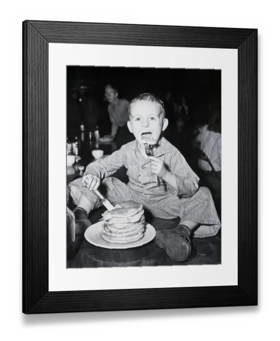 Framed Print : Young Pancake Eater-Pancake Festival Framed Print : Young Pancake Eater-Pancake Festival