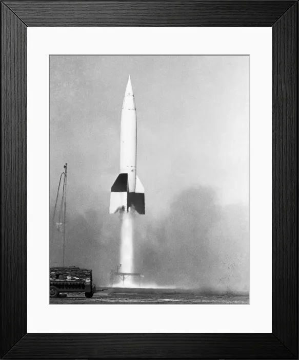 Framed Print : Captured V-2 Rocket Launching for Test Flight