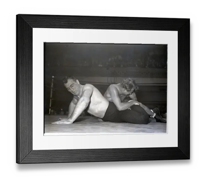 Framed Print : Primo Carnera and Bobby Burns Wrestle Framed Print : Primo Carnera and Bobby Burns Wrestle