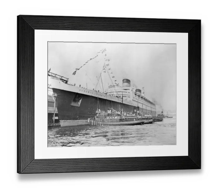 Framed Print : Tugboats Against the Queen Elizabeth Cruise Ship Framed Print : Tugboats Against the Queen Elizabeth Cruise Ship