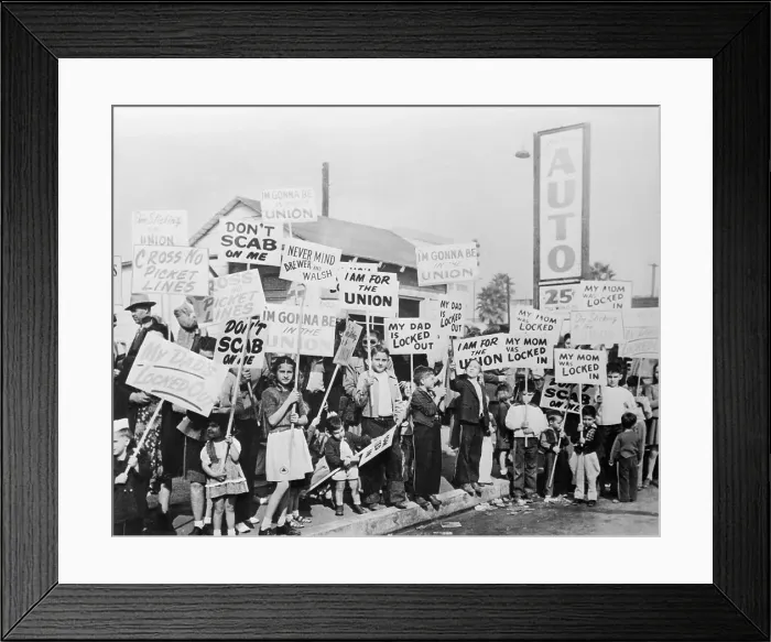 Framed Print : Hollywood Union Members Wives and Children Picketing Framed Print : Hollywood Union Members Wives and Children Picketing