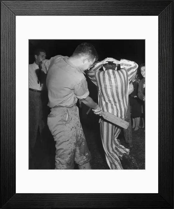 Framed Print : University Freshman Flees Paddle-Weilding Senior Framed Print : University Freshman Flees Paddle-Weilding Senior