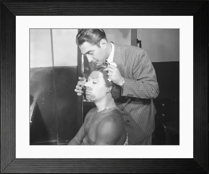 Framed Print : Makeup Artist with Actor