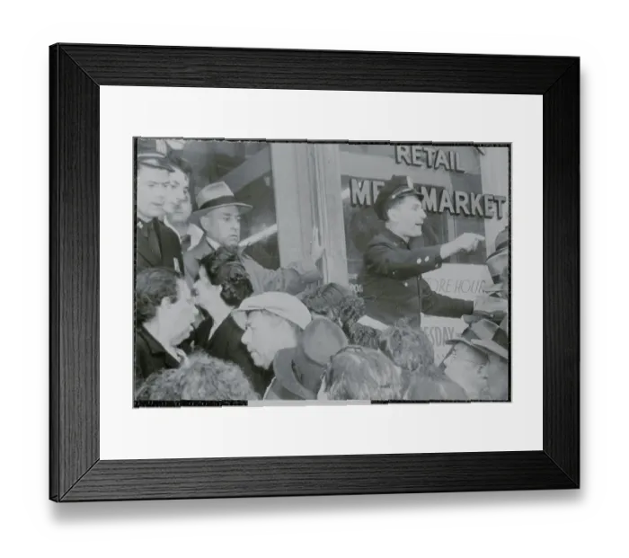Framed Print : Policemen Holding Back Advancing Crowds Framed Print : Policemen Holding Back Advancing Crowds