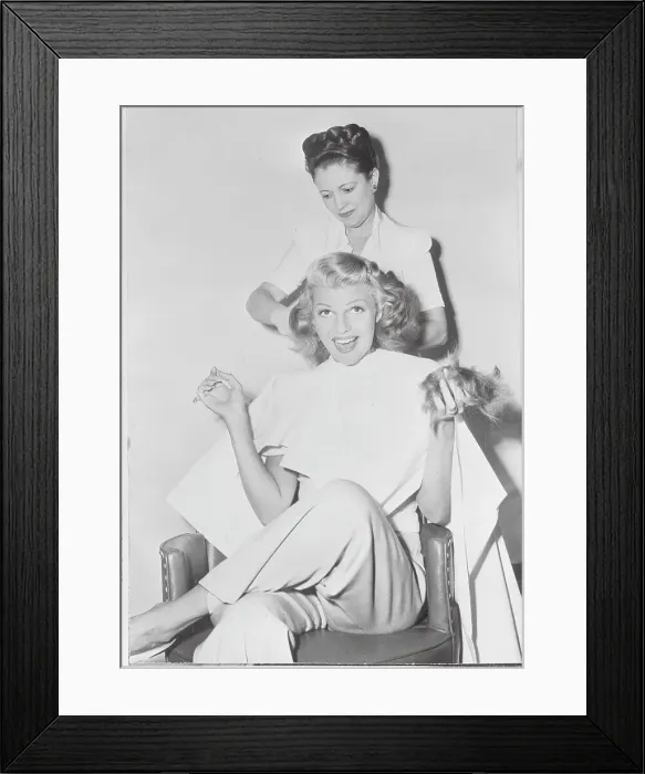 Framed Print : Rita Hayworth Getting Haircut