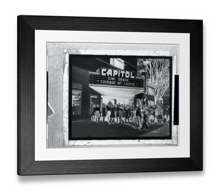 Framed Print : Bobby Soxers Crowding Outside of Theater Showing The Courage of Lassie Framed Print : Bobby Soxers Crowding Outside of Theater Showing The Courage of Lassie