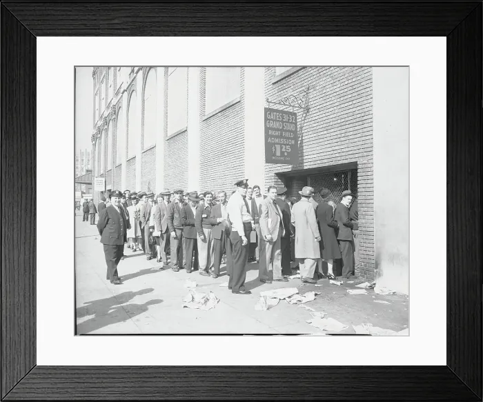 Framed Print : Crowd Waiting Outdoors to Buy Baseball Tickets Framed Print : Crowd Waiting Outdoors to Buy Baseball Tickets