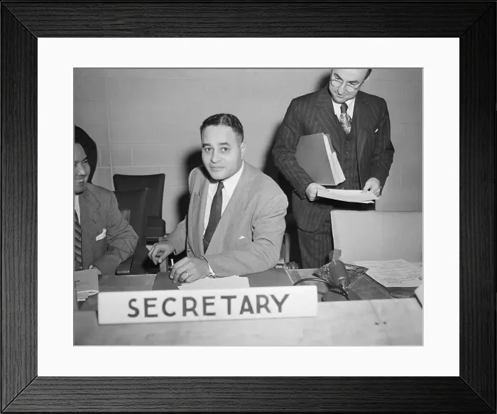 Framed Print : Ralph Bunche Sitting at Table Framed Print : Ralph Bunche Sitting at Table
