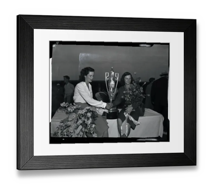 Framed Print : Babe Didrikson Receiving Golf Trophy