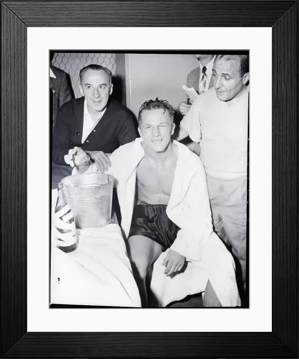 Framed Print : Tony Zale Puts Hand In Ice Bucket Framed Print : Tony Zale Puts Hand In Ice Bucket