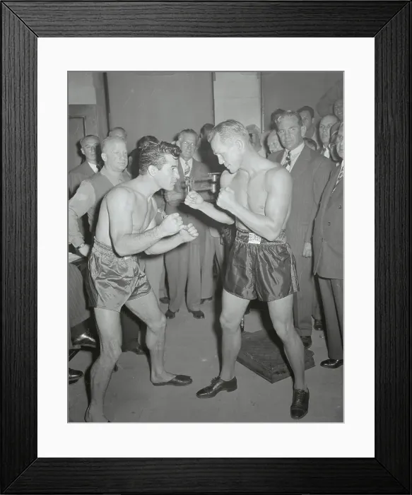 Framed Print : Tony Zale and Rocky Graziano Squaring Off Framed Print : Tony Zale and Rocky Graziano Squaring Off