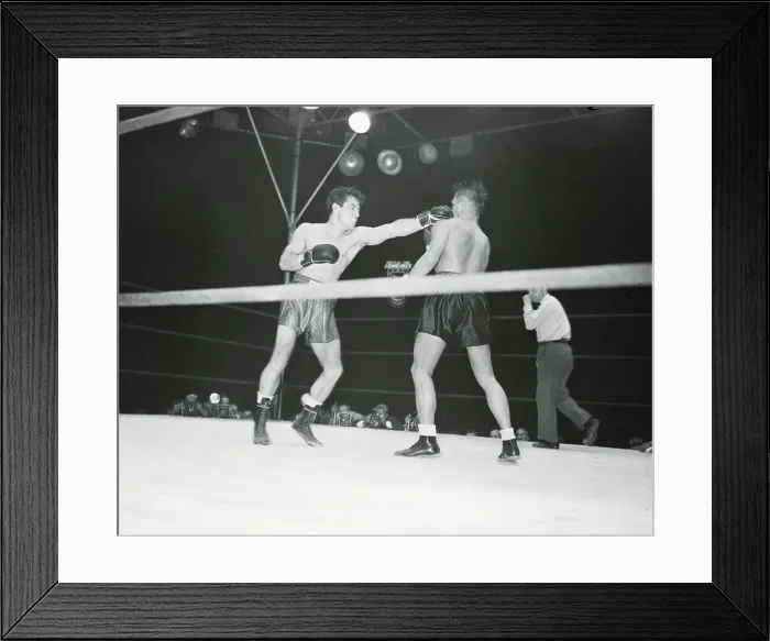 Framed Print : Rocky Graziano and Tony Zale in Boxing Action Framed Print : Rocky Graziano and Tony Zale in Boxing Action