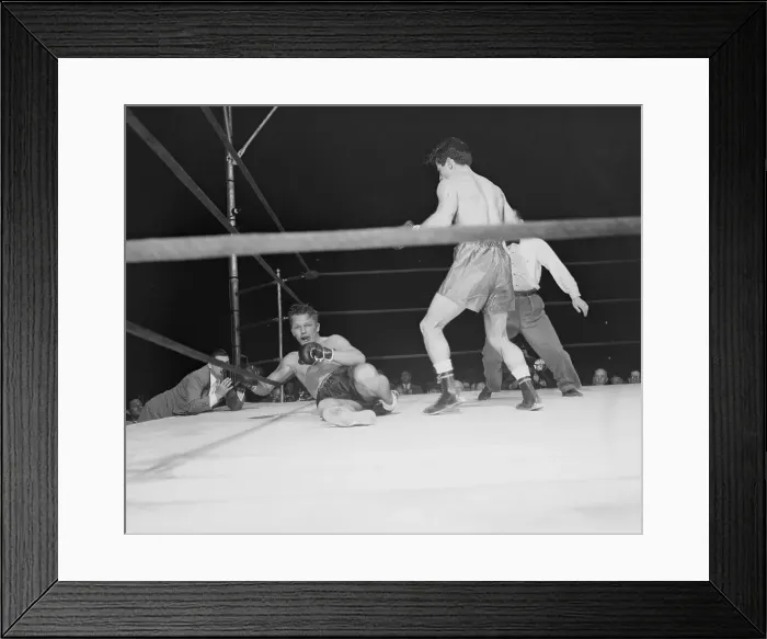 Framed Print : Rocky Graziano Looking Down on Tony Zale Framed Print : Rocky Graziano Looking Down on Tony Zale
