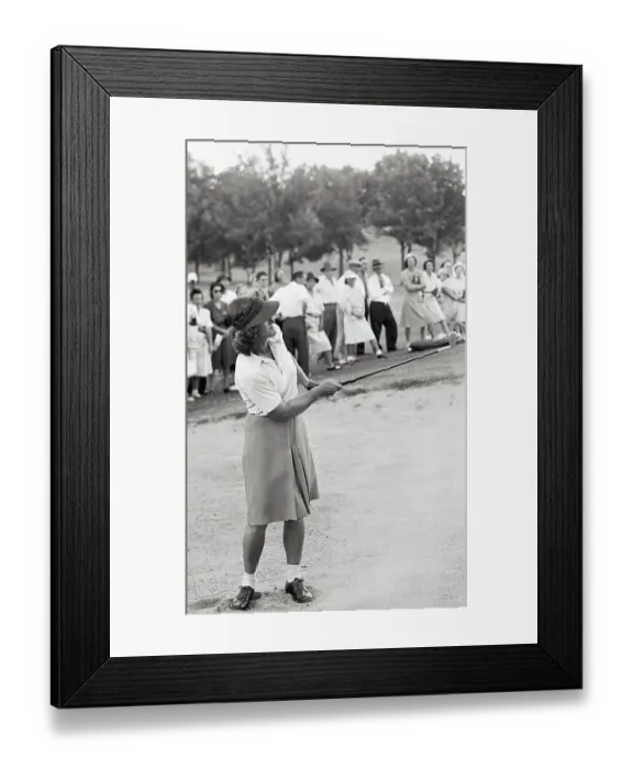 Framed Print : Babe Didrickson Hitting Ball from Sand Trap