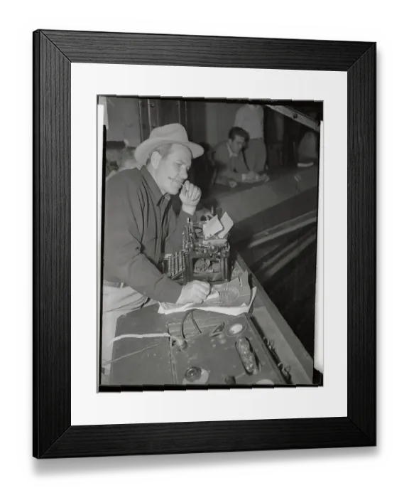 Framed Print : Dizzy Dean at a typewriter Framed Print : Dizzy Dean at a typewriter