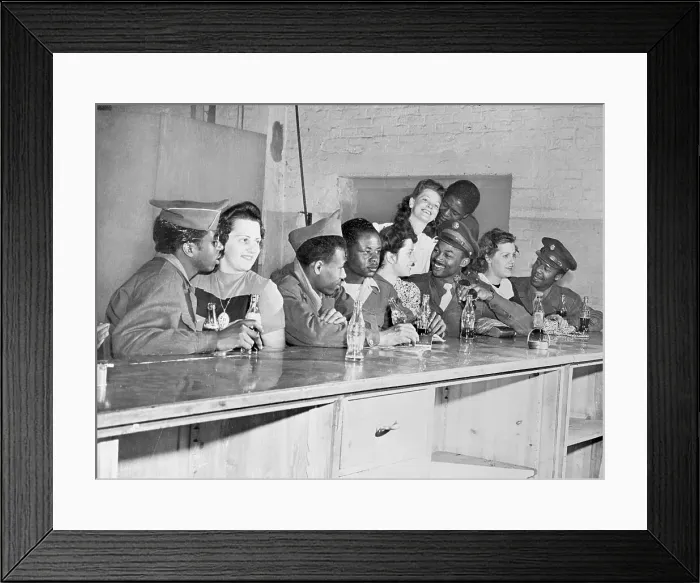 Framed Print : African American Soldiers in Restaurant in Germany Framed Print : African American Soldiers in Restaurant in Germany