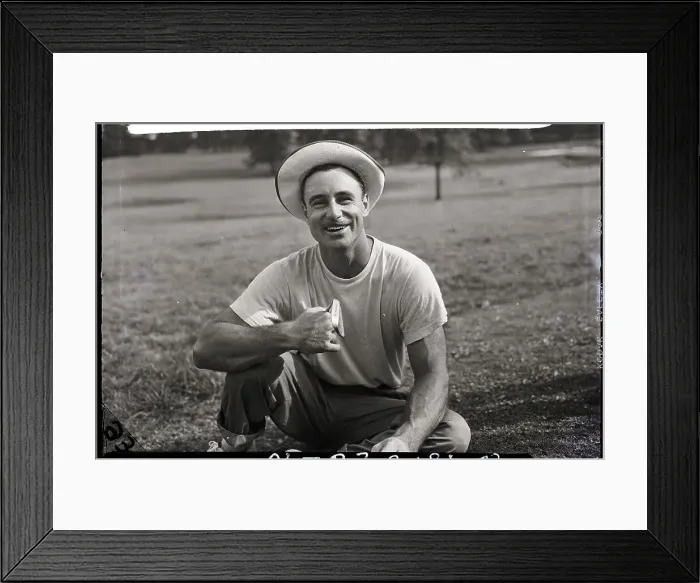 Framed Print : Riegel Seated and Holding His Golfclub Framed Print : Riegel Seated and Holding His Golfclub