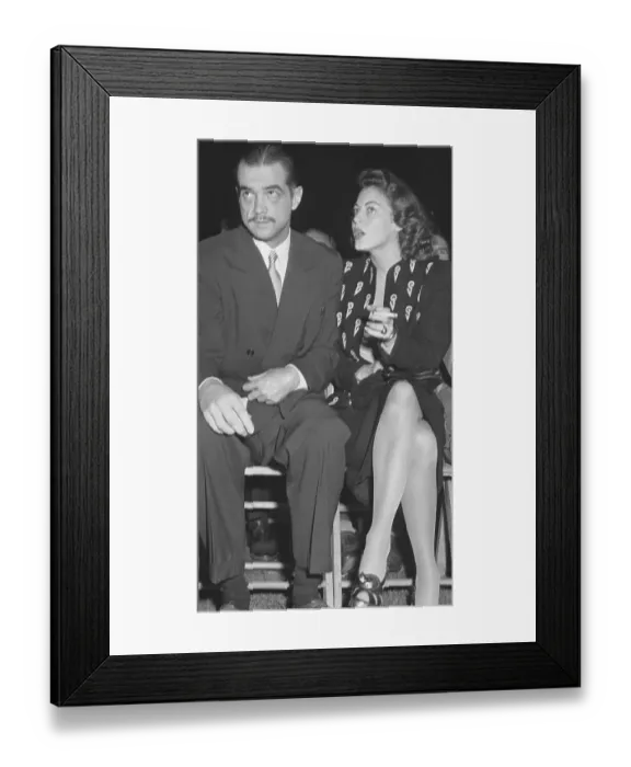Framed Print : Howard Hughes and Ava Gardner at a Boxing Match Framed Print : Howard Hughes and Ava Gardner at a Boxing Match