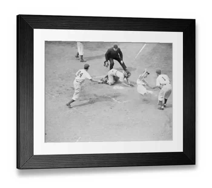 Framed Print : Ebbets Field Baseball Action
