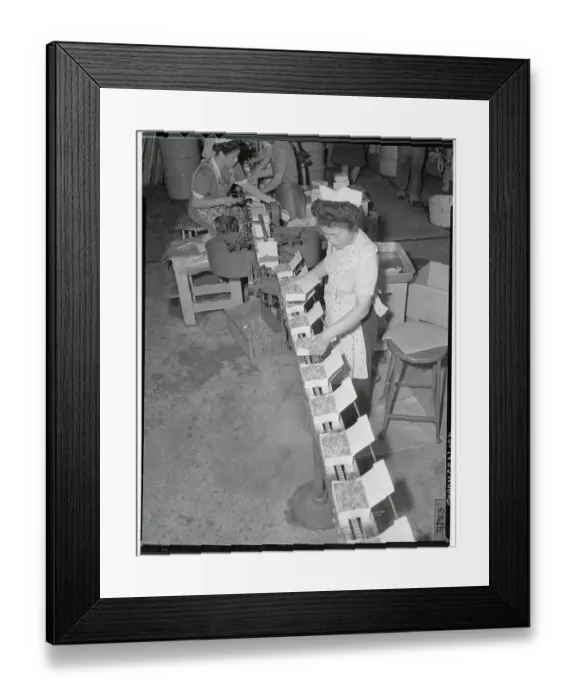 Framed Print : Woman Adjusting Boxes of Vegetables on Production Line Framed Print : Woman Adjusting Boxes of Vegetables on Production Line