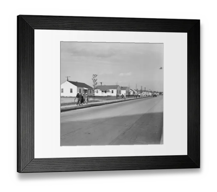 Framed Print : Groups Walking On Residential Street Framed Print : Groups Walking On Residential Street