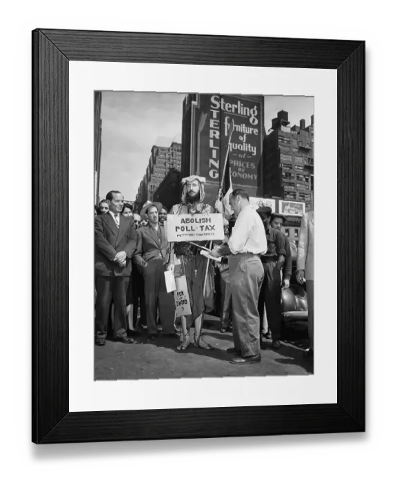 Framed Print : Costumed Protester with ?Abolish Poll-Tax? Sign Framed Print : Costumed Protester with ?Abolish Poll-Tax? Sign