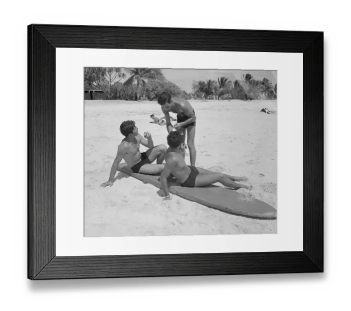 Framed Print : Young Men with Surfboard Framed Print : Young Men with Surfboard
