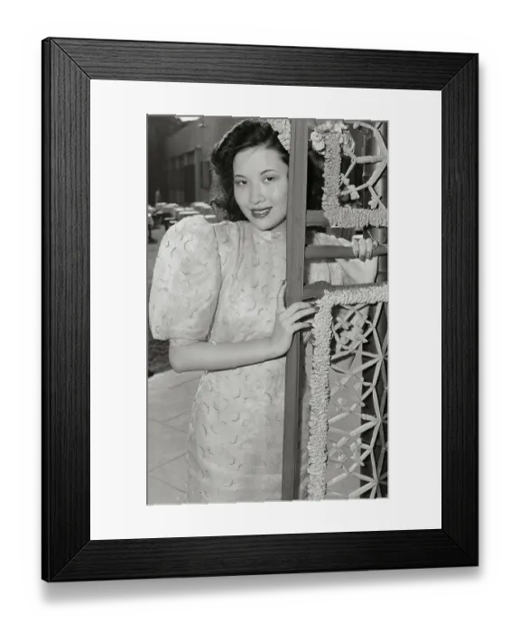 Framed Print : Shanghai Beauty Contest Runner up Posing by Partition Framed Print : Shanghai Beauty Contest Runner up Posing by Partition