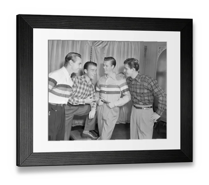 Framed Print : Male Models Showing Back to Campus Style Framed Print : Male Models Showing Back to Campus Style