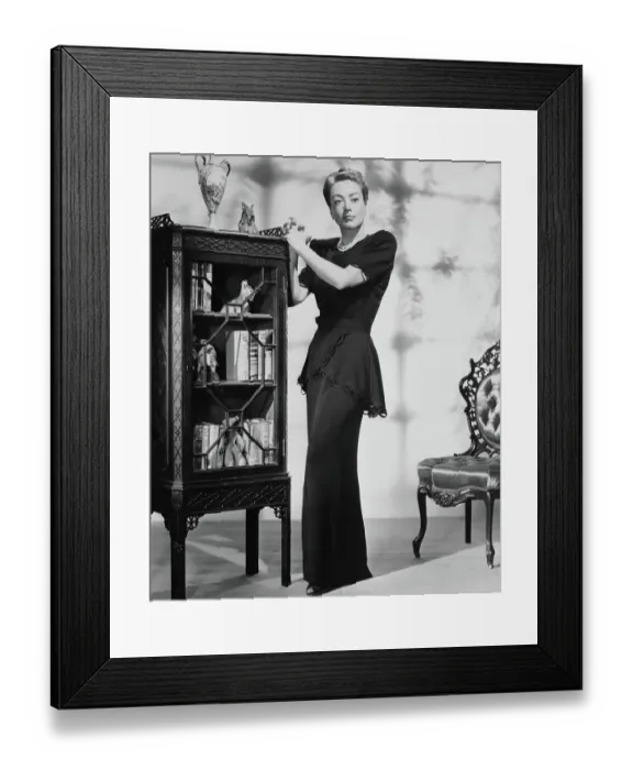 Framed Print : Joan Crawford Posing in Black Dinner Dress Framed Print : Joan Crawford Posing in Black Dinner Dress
