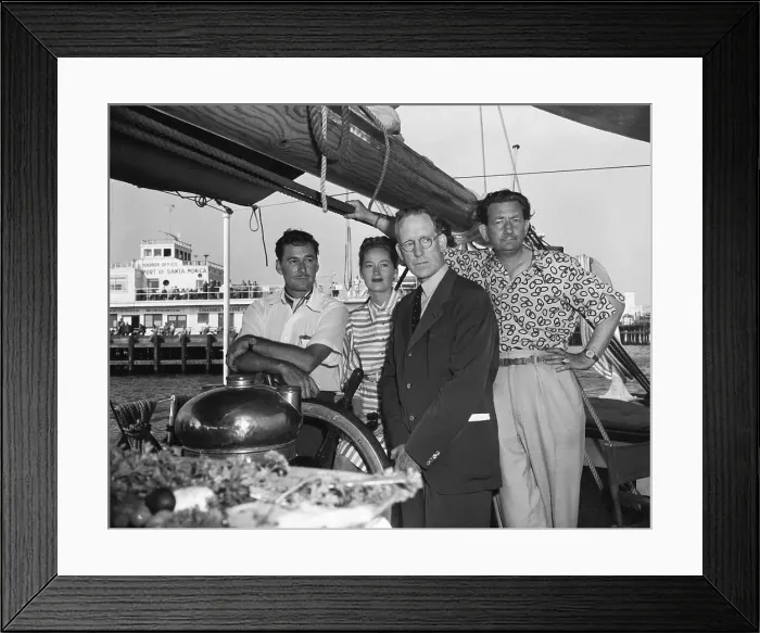 Framed Print : Errol Flynn with John Decker and Wife and Father