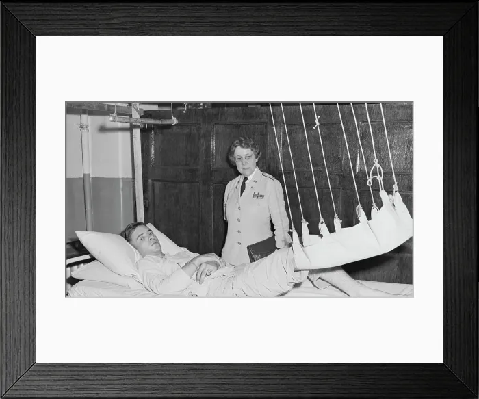 Framed Print : American Army Nurse with Soldier as Patient Framed Print : American Army Nurse with Soldier as Patient