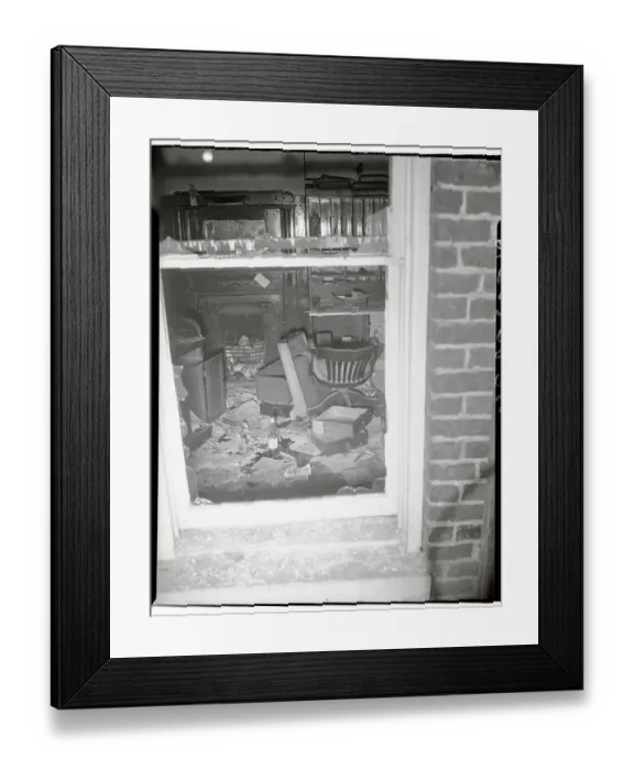 Framed Print : Explosive Torn Office of Tennessee Sheriff
