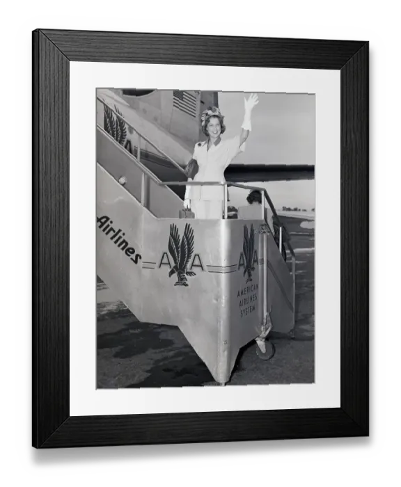 Framed Print : Jeanette Macdonald on Airport Gangway Framed Print : Jeanette Macdonald on Airport Gangway
