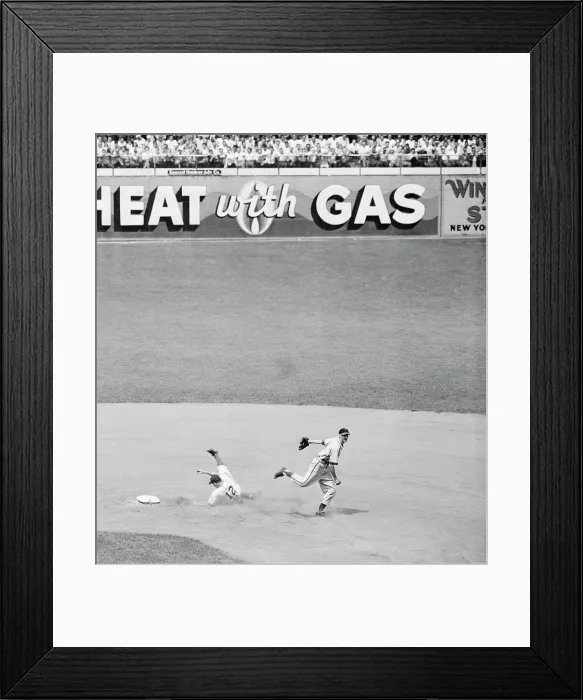 Framed Print : Brooklyn Dodger Ed Stanky Slides to Second Base Framed Print : Brooklyn Dodger Ed Stanky Slides to Second Base
