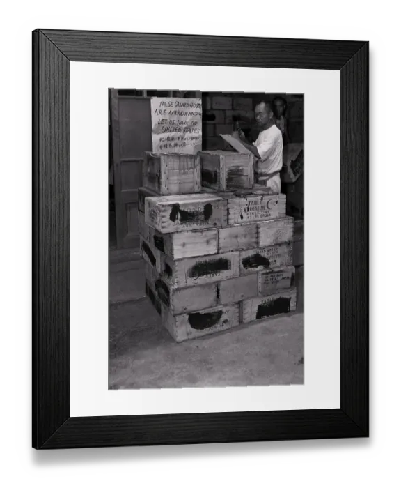 Framed Print : Workman Opening a Crate Framed Print : Workman Opening a Crate