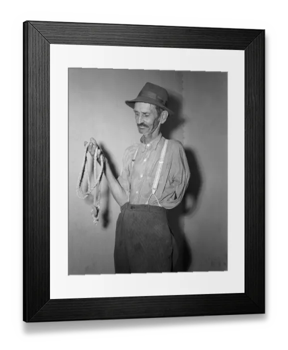 Framed Print : Country Policeman Holding Rope as Evidence in African American Slayings Framed Print : Country Policeman Holding Rope as Evidence in African American Slayings