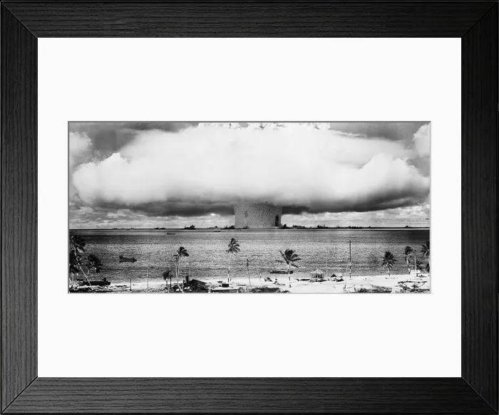 Framed Print : Mushroom Cloud over the Bikini Atoll Framed Print : Mushroom Cloud over the Bikini Atoll