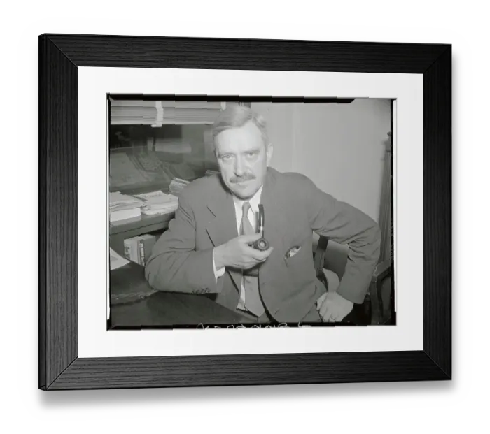 Framed Print : Earl Browder Posing with Pipe in Hand Framed Print : Earl Browder Posing with Pipe in Hand